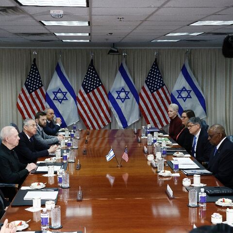US Secretary of Defense Lloyd Austin meets his Israeli counterpart Yoav Gallant at the Pentagon on March 26, 2024
